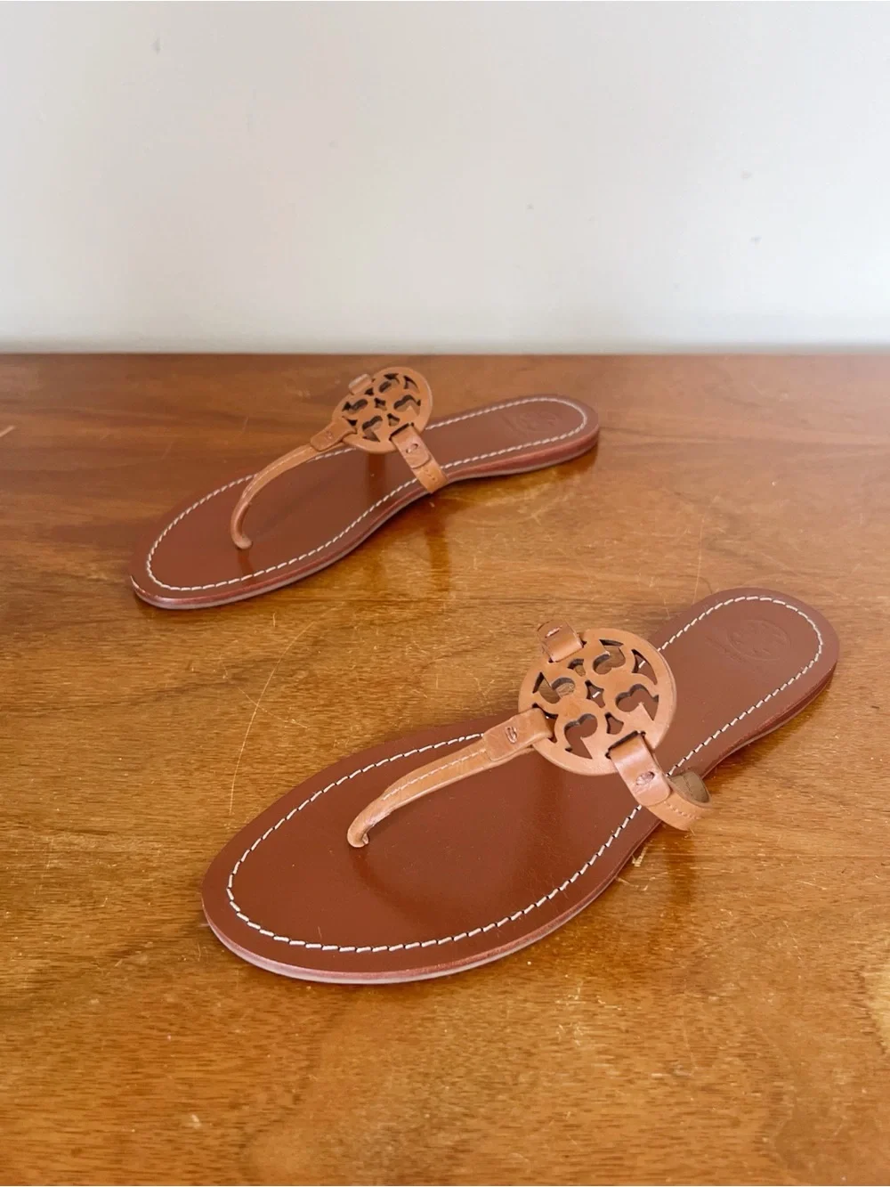 Tory Burch • Mini Miller Gabriel Flat Thong in Royal Tan brown leather sandal